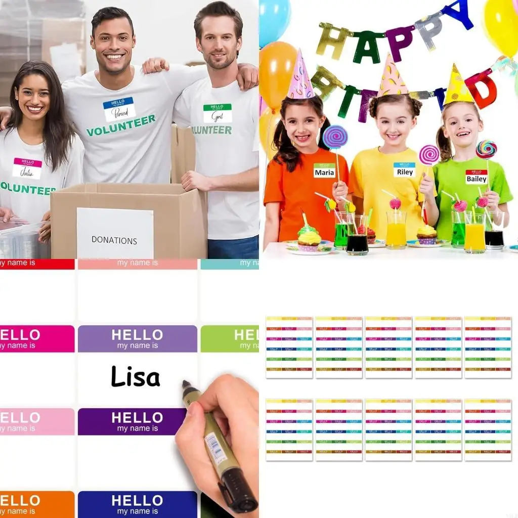 

Y5LB 180 PCS Colorful Name Labels 18 Colors Hello Name Labels Stickers 76x51mm Clothing Labels for Daycare and School