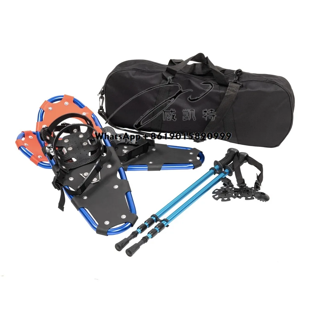 

Winter Safety Anti-slip Snow Walking Light Weight Adult Men Aluminum Frame Ski Snowshoes with Trekking Stick Poles