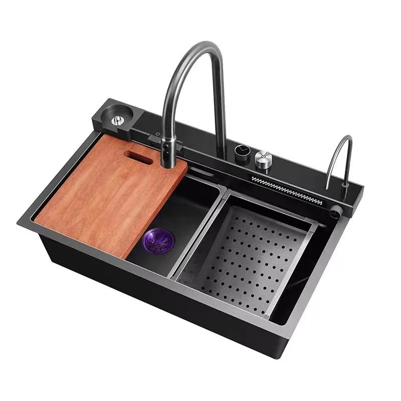 Wash basin large single slot kitchen mermaid piano keys sink thickened