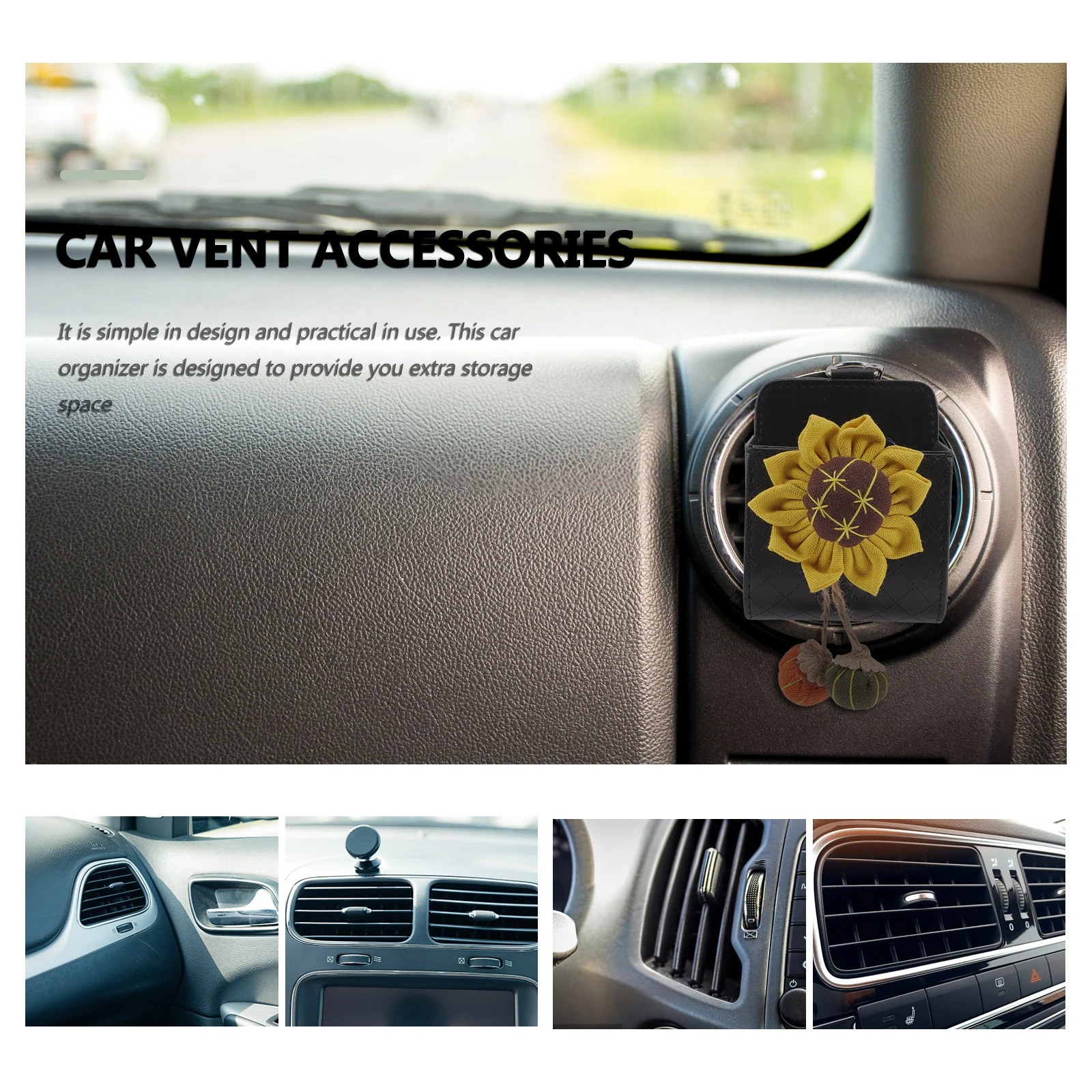 

Car Storage Box Small Air Outlet Yellow Cloth Automotive Interior Organizer Key Coin Holder Vent Tension Cord Car Accessory
