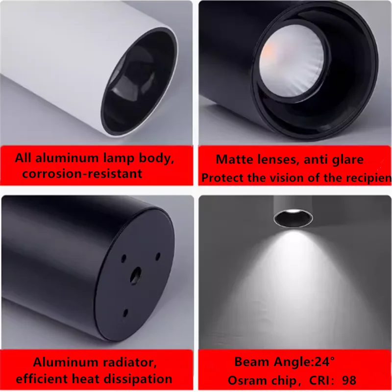 سطح شنت المضادة للوهج LED النازل AC110V-230V عكس الضوء 7W9W12W15W20W24W COB الأضواء مصباح السقف CRI98 lndoor الإضاءة