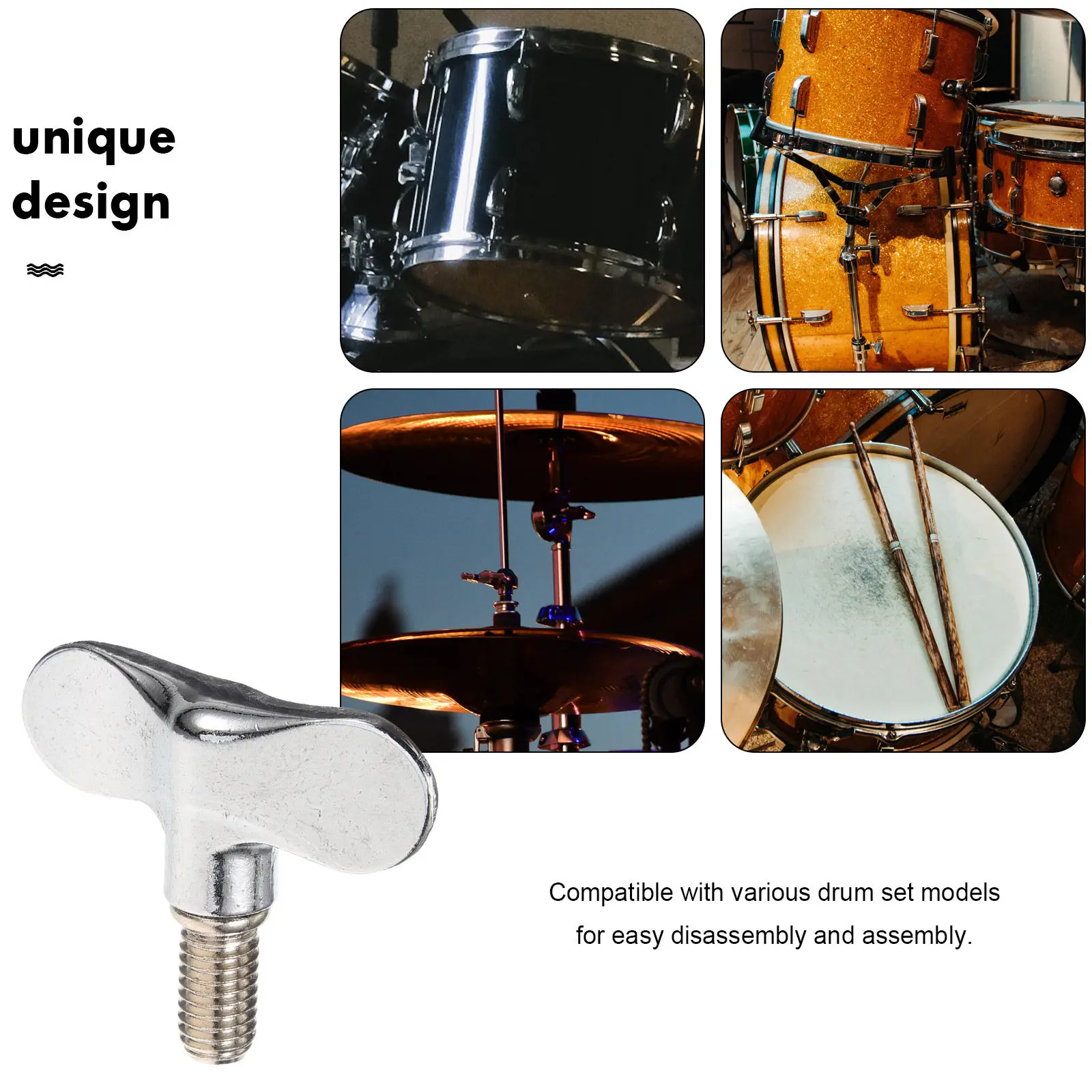 2Pcs Drum Wing Screw Heavy Duty Metal Cymbal Nut Quick Release Tool for Drum Set Percussion Instrument Repair Drums Wing Screw