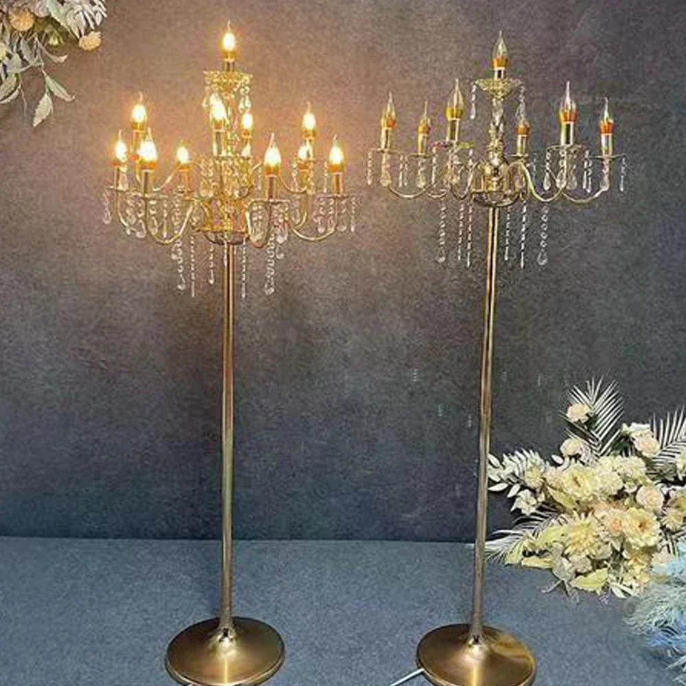 4 Set Plating 13 Arms Crystal Candlestick Table Lamps For Modern T Roadlight Stage Props Birthday Party Wedding Decoration