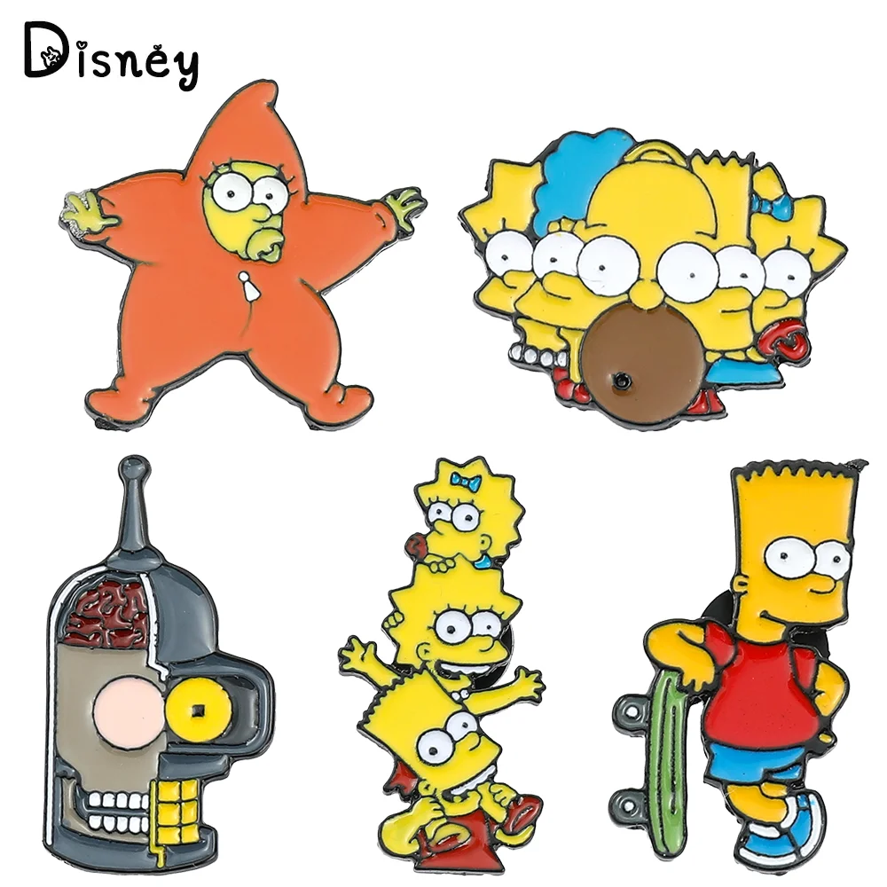 Broche de dibujos animados de Los Simpson, insignia de Metal esmaltado, Pin de mochila de ropa, accesorios de decoración, regalo, lindo, Bart, Homer J