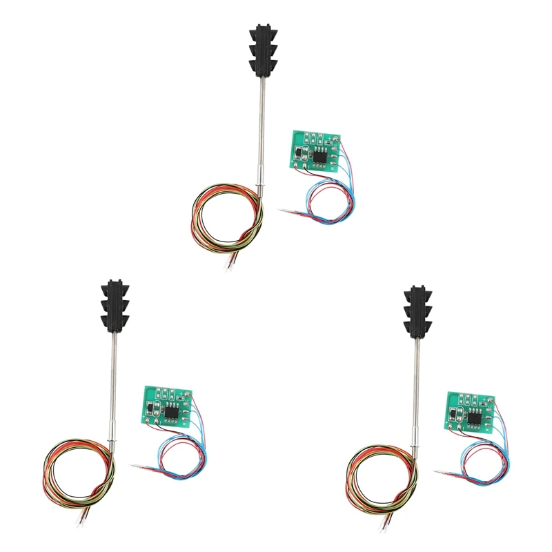 Señales de tráfico de 3 colores, modelo a escala Ho Oo, 6LED para mesa de arena Diy, cruce de calle, construcción de ferrocarril de dos lados