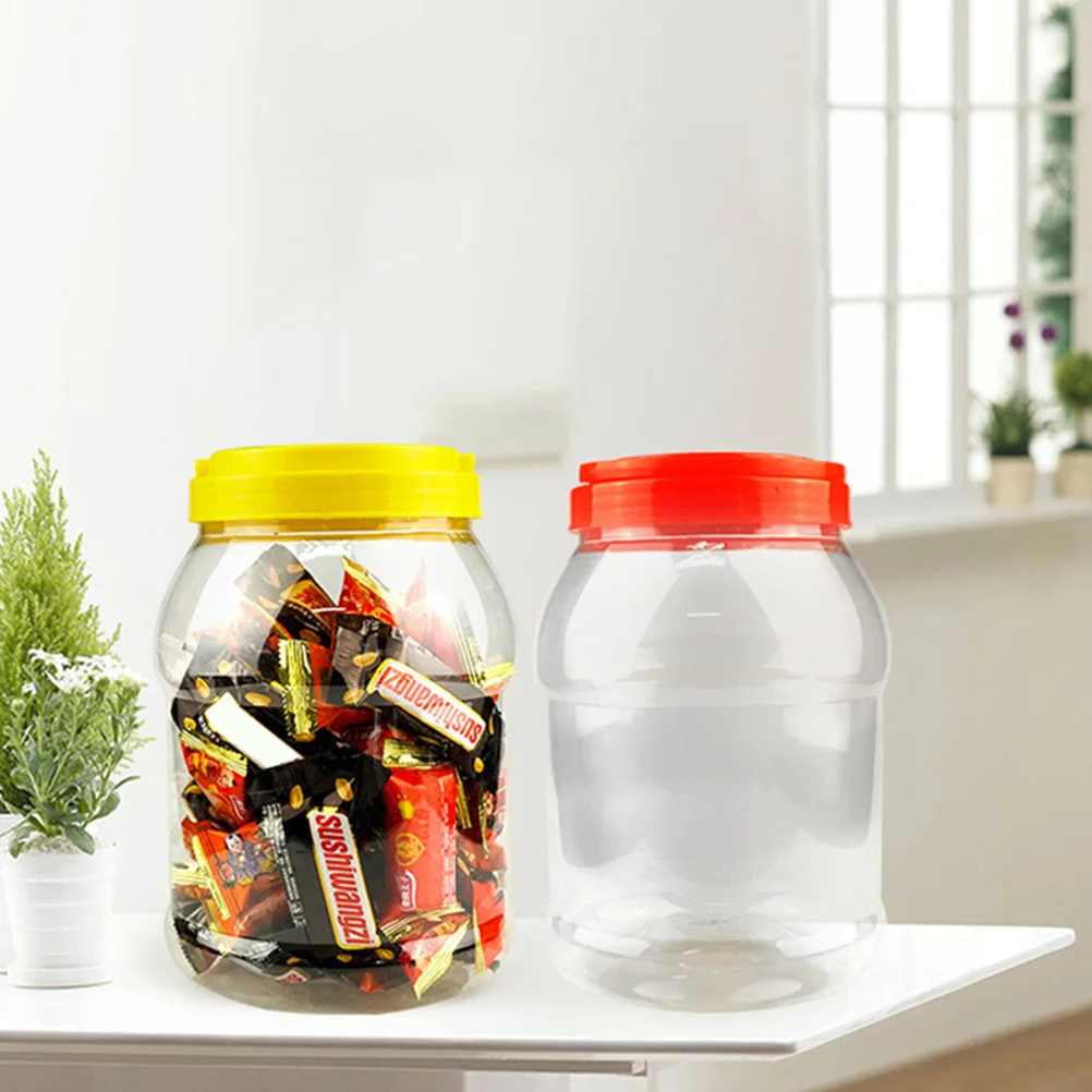 2 Pcs Transparent Storage Tank Kitchen Plastic Jars Containers for Mini Fridge Pet Sealed Canisters Food The Tea with Lids