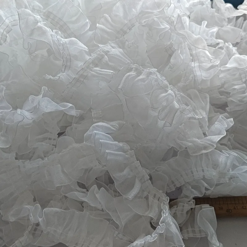 Width 4.5CM Single Layer Ruffled Organza White Pleated Handmade Lace Dress Clothing Material DIY Decorative Lace Accessories
