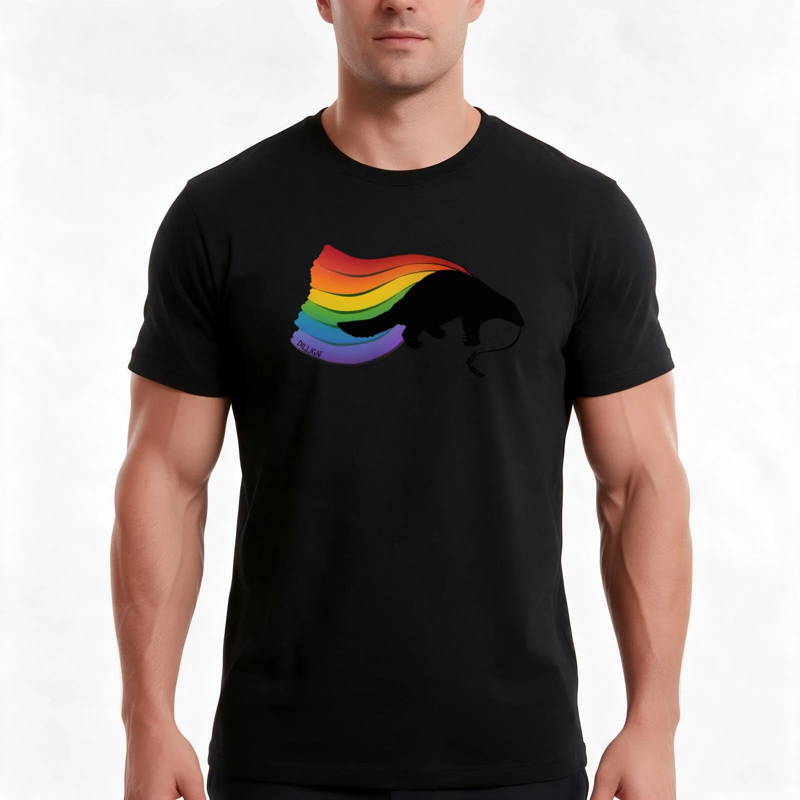 Pangolin Rainbow Power! T-Shirt, Summer Casual Cotton Tee, Oversized Streetwear Tops, Vintage Graphic Print, Unisex Men Women