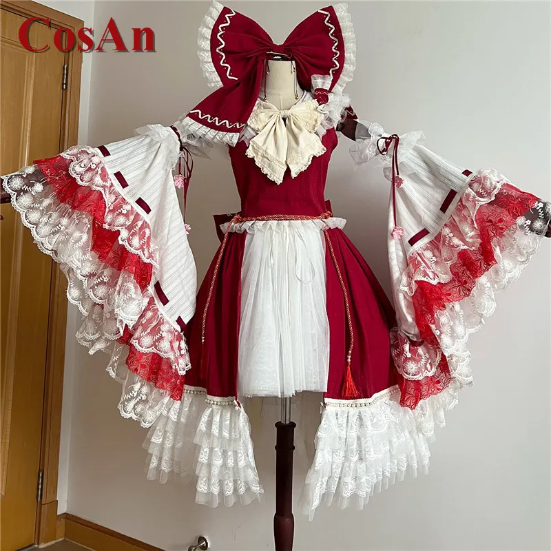 

CosAn Game Touhou Project Hakurei Reimu Cosplay Costume Lovely Sweet Mikofuku Uniform Dress Activity Party Role Play Clothing