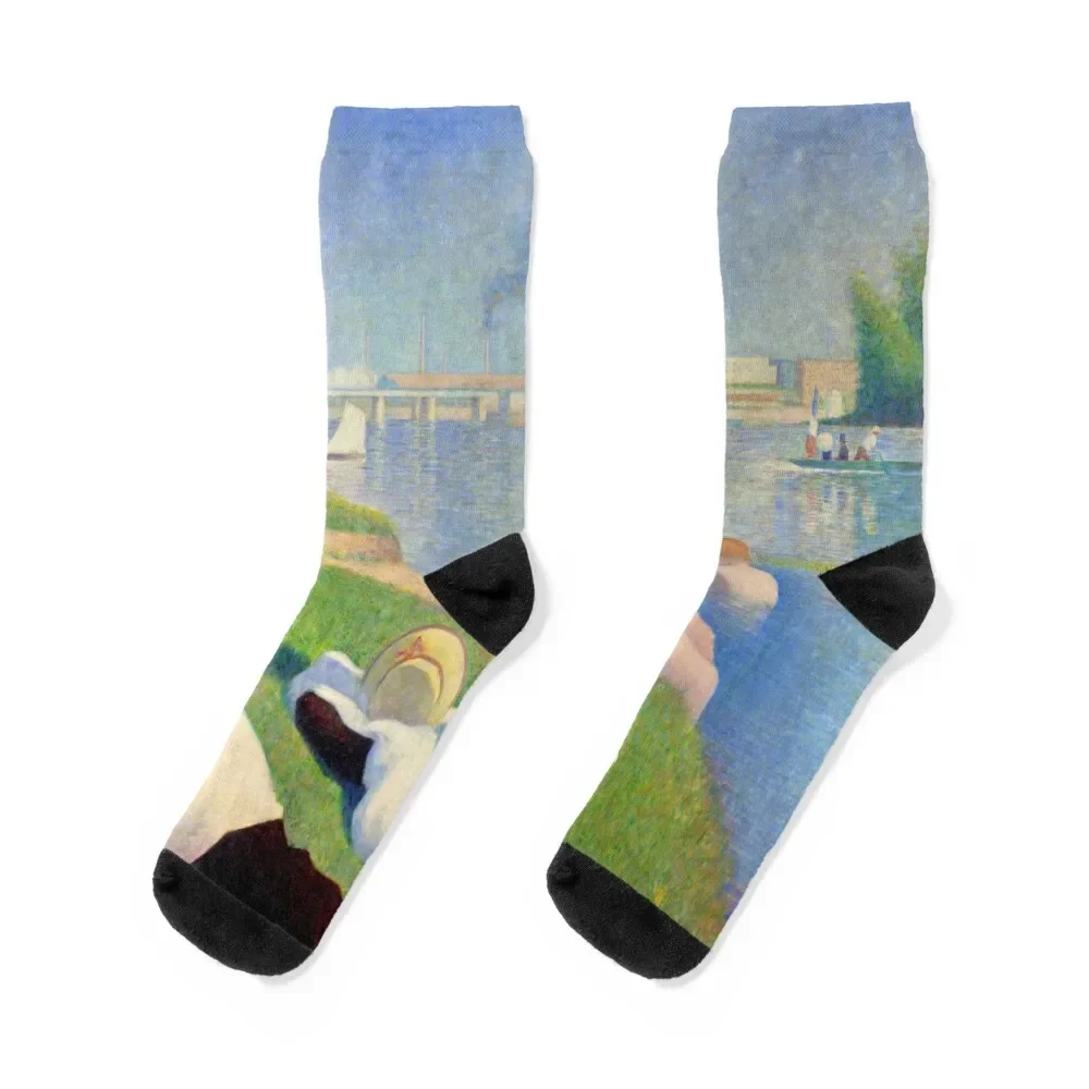 

Georges Seurat Bathers at Asnières Socks fashionable japanese fashion Socks Ladies Men's