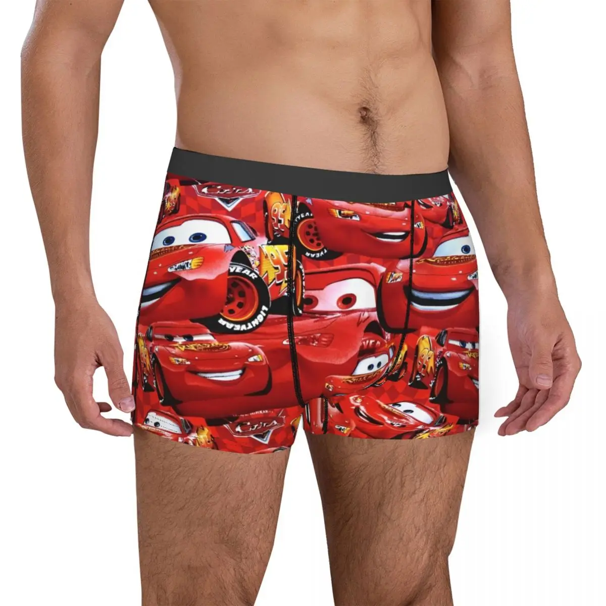 Custom Cars Lightning McQueen Boxers Humor Underwear Life Is A Highway Soft Boxer Shorts Gag Gift For Men Underpants Merch