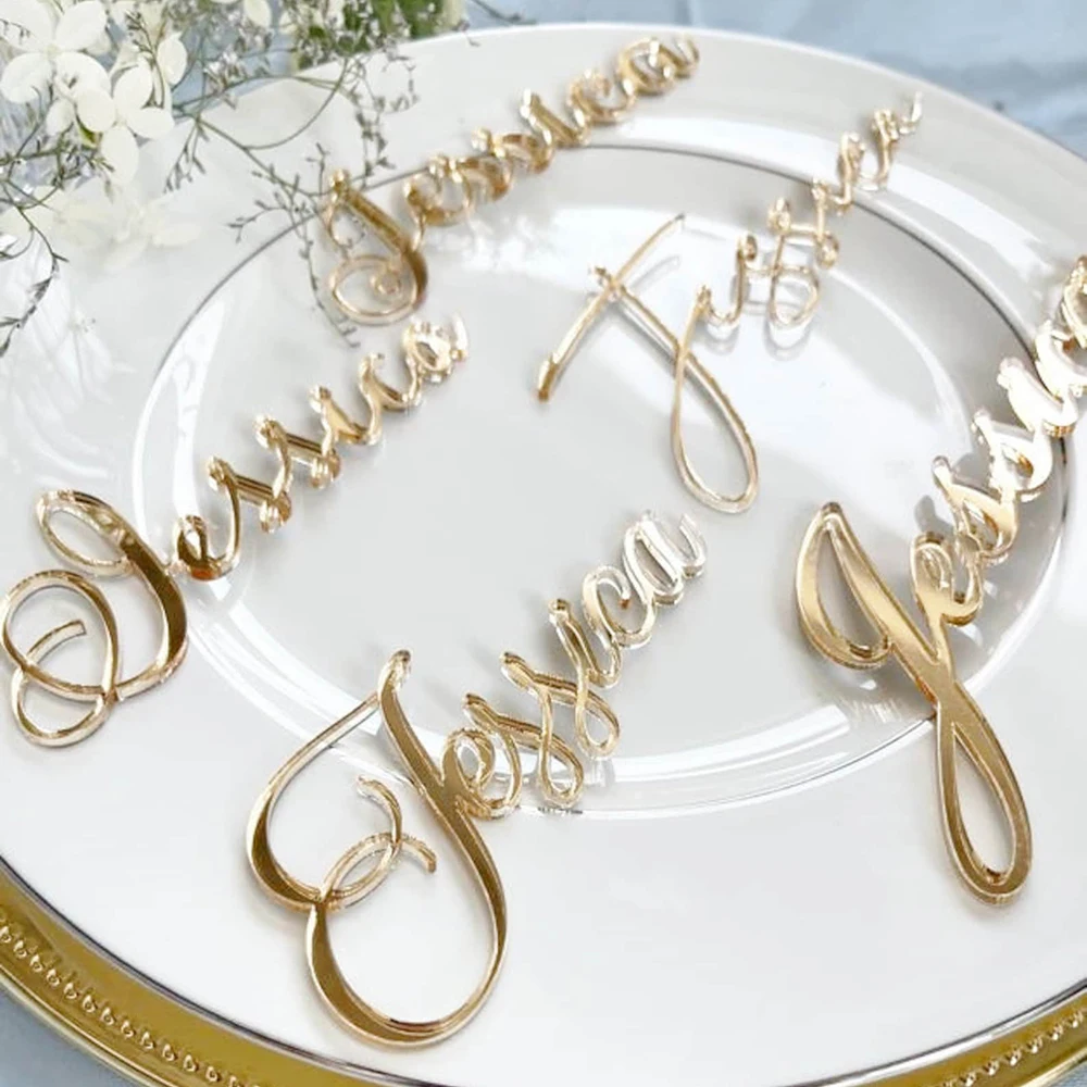 Customized Wedding Name Tags,Acrylic Name Place Cards,Birthday Place Setting,Table Decor for Wedding Party Souvenirs