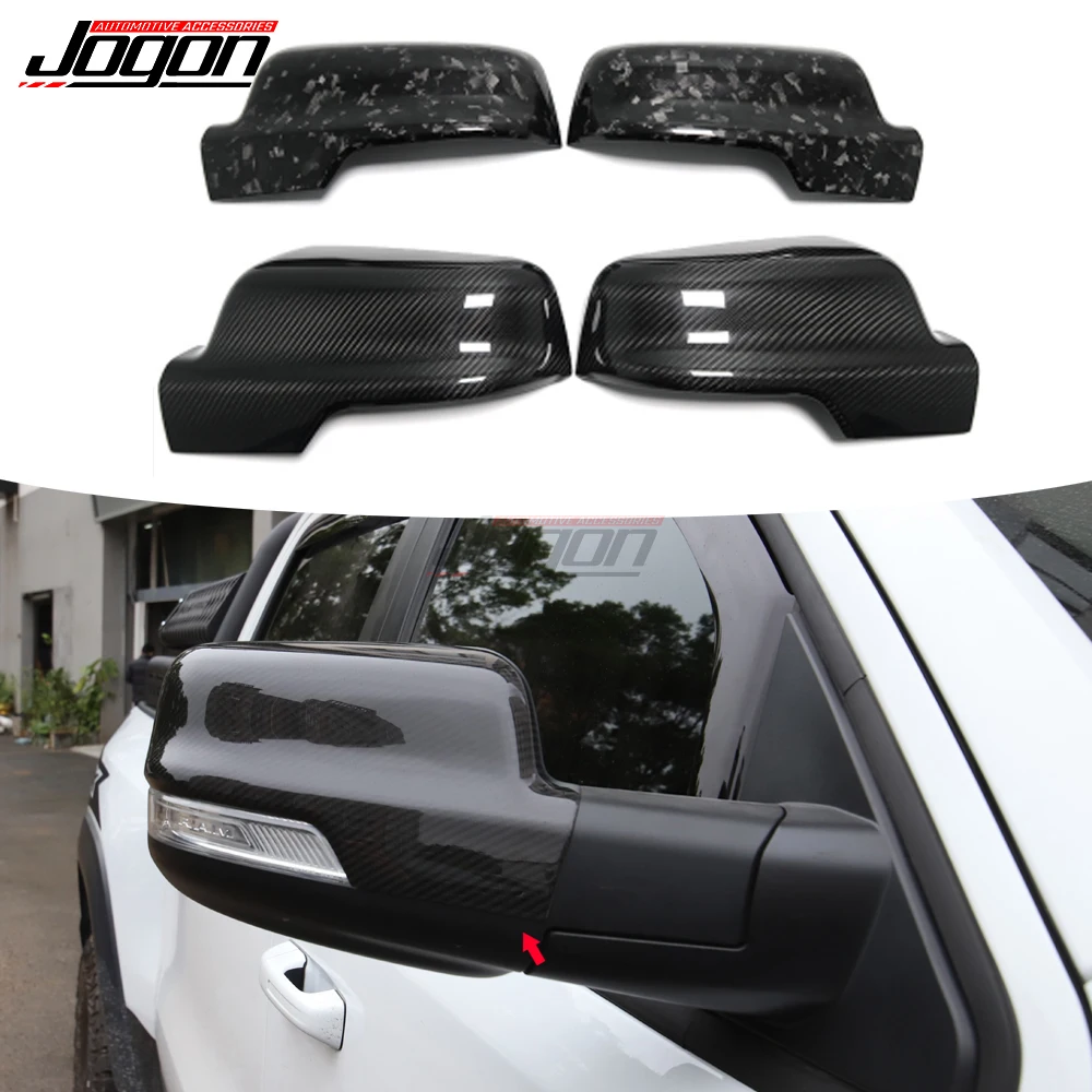 For Dodge Ram TRX 1500 Fifth Generation 2500 Laramie 2019-2023 Rear View Mirror Case Cover Shell Overlay Dry Carbon Fiber Cover