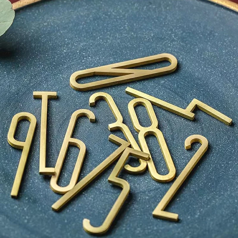 

Brass Number Door Plate DIY Solid Brass Arabic Figures Gold House Number 6cm/8cm/10cm Wall Stick Number 0~9 Room Accessory