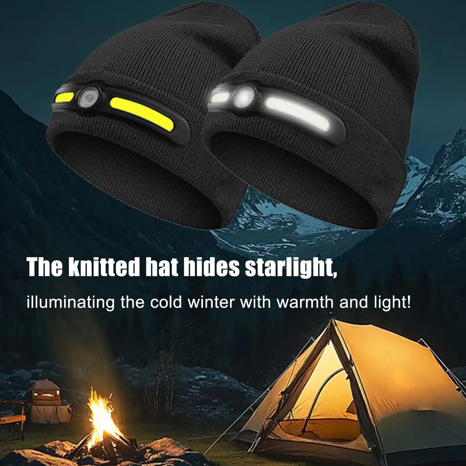 

LED Beanie with 3 Light Modes, USB Headlamp Cap for Night Running Cycling, Outdoor Camping Hiking for Adults Kids