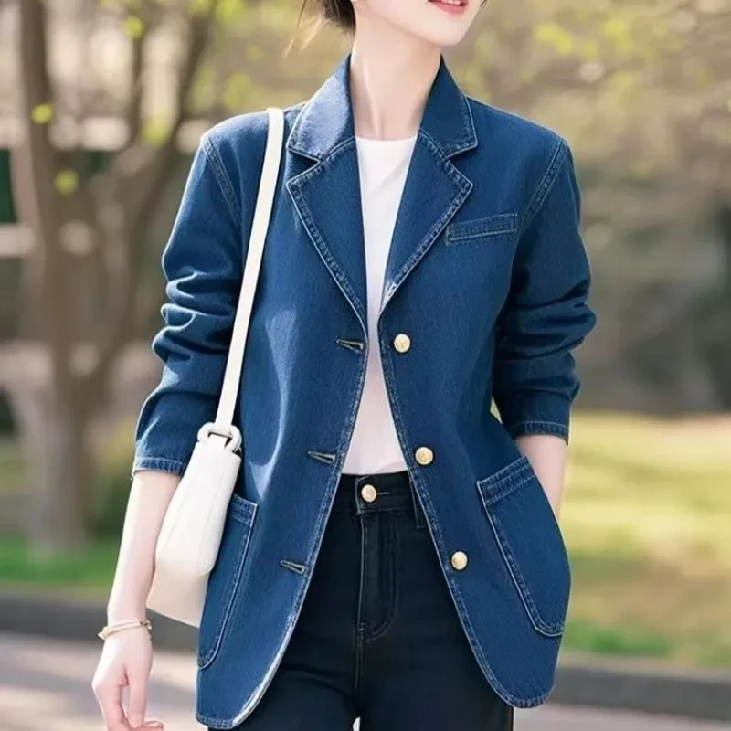 New denim clothes, high sense, new products, spring and autumn wear temperament, small denim suit jacket, female jacket