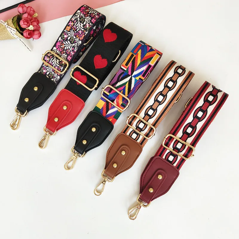 Colorful Strap Replacement Women\'s Bag Belts Backpack Accessories 5cm Widened Bag Strap with Flower