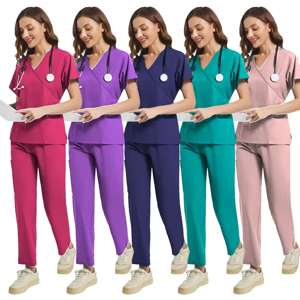 Ropa quirúrgica de Hospital para mujer, uniforme médico, conjunto de exfoliación, accesorios para médico y enfermera, conjunto de fregado para clínica Dental, ropa de trabajo para salón de belleza