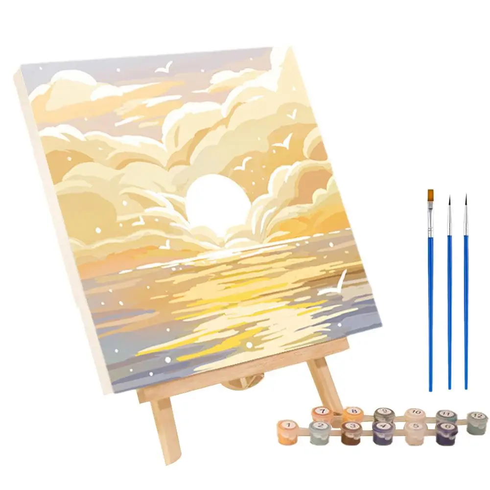 Paint By Numbers Handpainted Canvas Painting Scenery Painting By Numbers Sunset Landscape Modern Drawing Coloring Decor