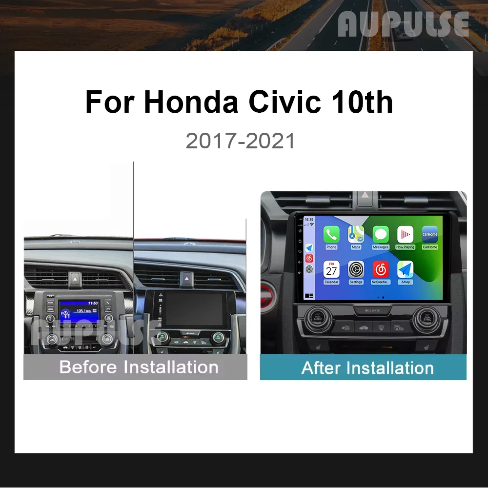 Picture 3: Android 16 Car Radio For Honda Civic 10th 2015 2016 2017 2018 2019 2020 2021 Player Wireless Carplay Android Auto Car Multimedia