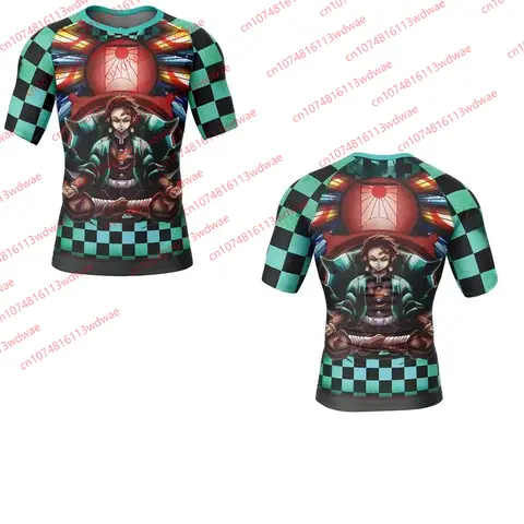 Ghost Slayer Blade Anime Kompressionströja Herr Demon Slayer Tanjiro Rash Guard Cosplay Fitness T-shirt Gym Träningstopp 6 best sales anime rashguard - №6