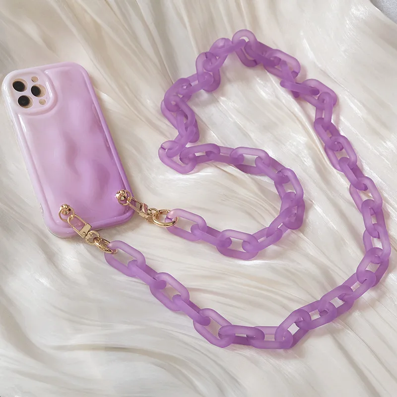 

New Phone Accessory Detachable Lanyard Candy Neon Crossbody Resin Luxury Strap Charms Phone Case Chains Acrylic Hanging Chain