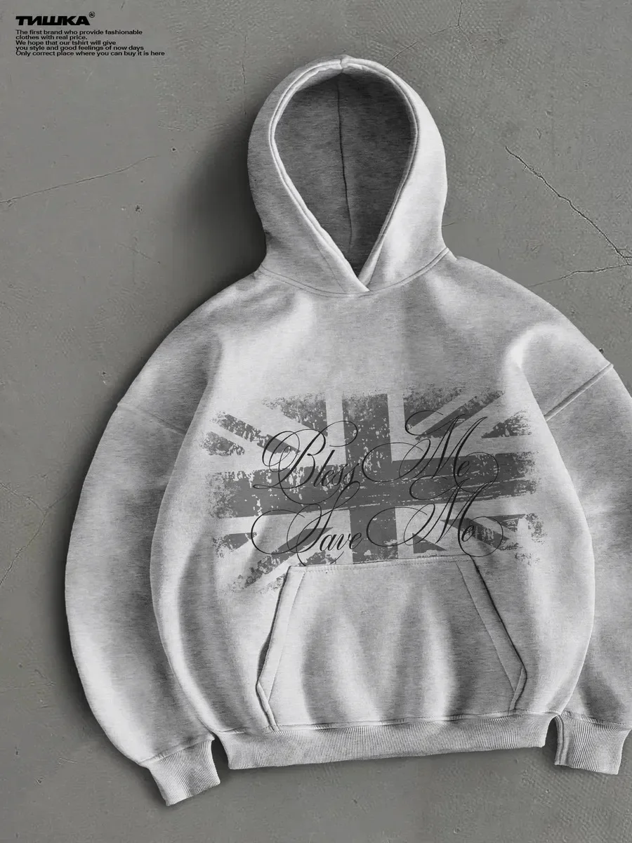 Men's Women's European American Street Fashion Autumn Winter Hooded Top Loose Fit Casual Exercise Personality Letter Print