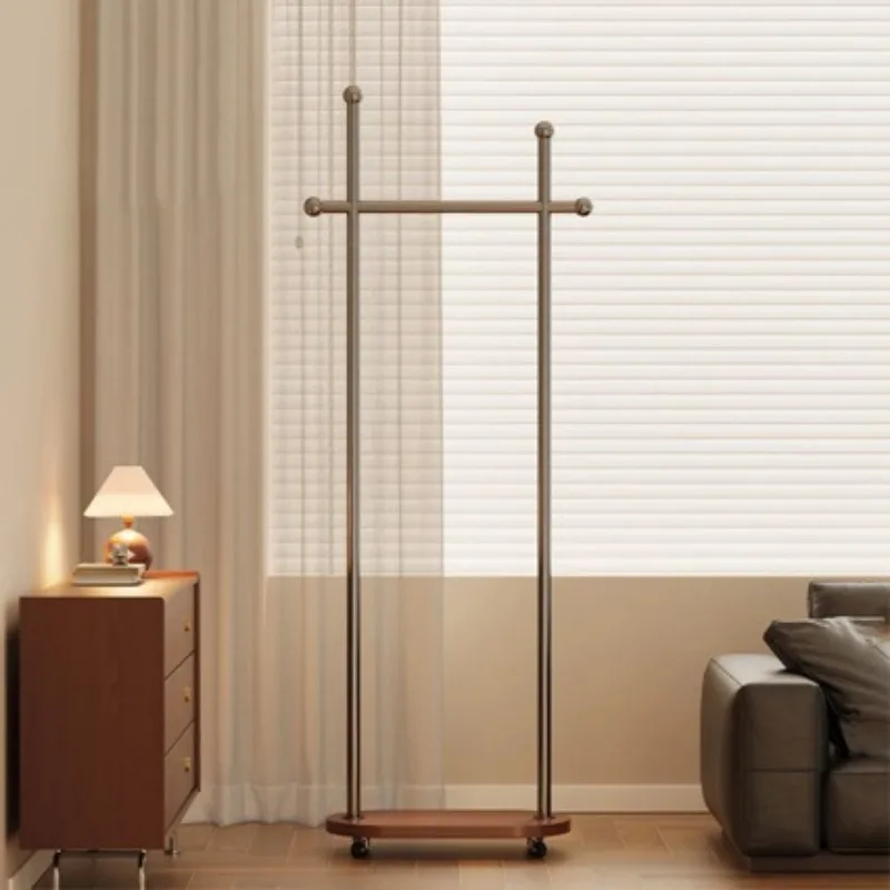 

Bedroom Floor Standing Double Tier Clothing Rack Portable Freestanding Wardrobe Closet Organizer Clothes Hanger Coat Rack