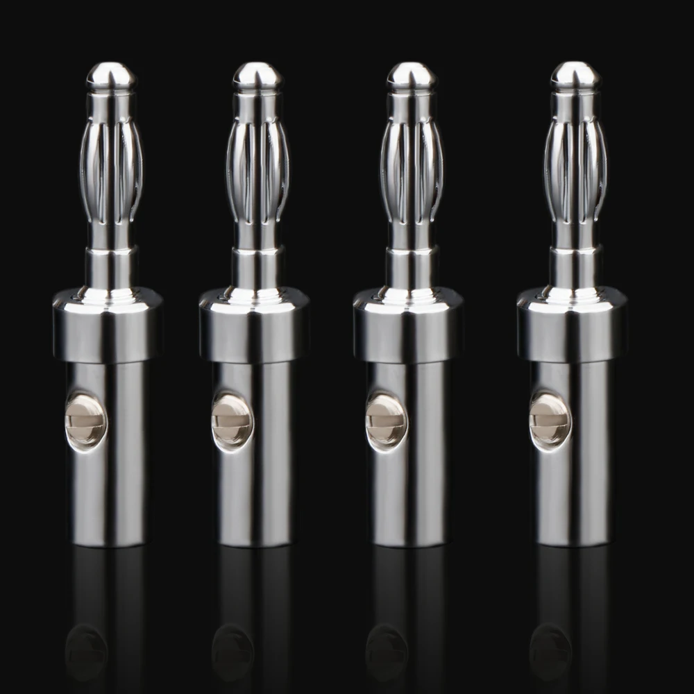 

4/8pcs Preffair BA1416 Speaker Silver Plated Banana Plug Connector Audio Cable Connection Terminal Video