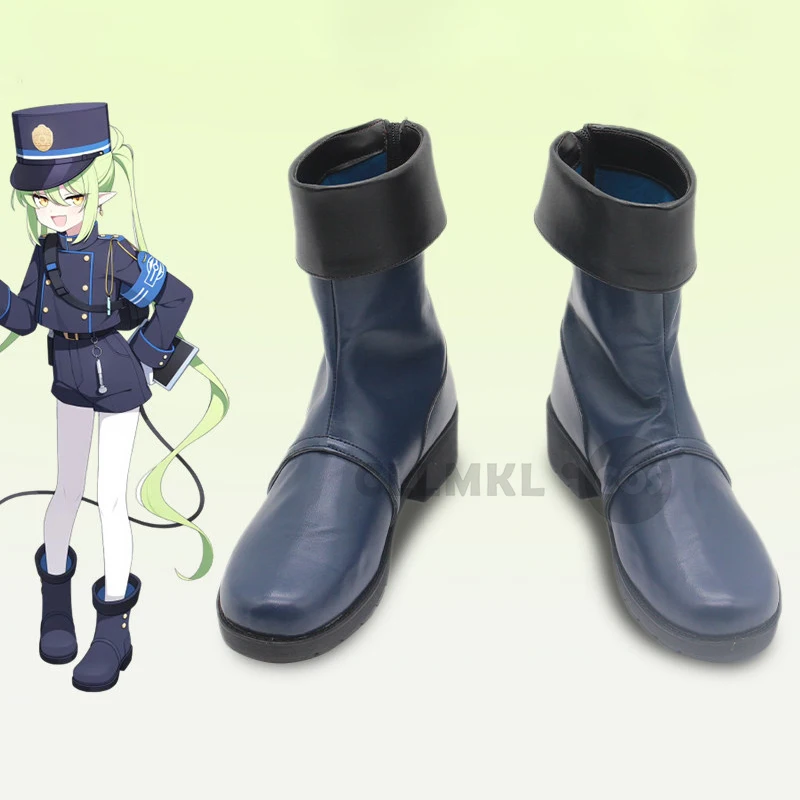 

Blue Archive Tachibana Hikari Nozomi Cosplay Shoes Boots Halloween Role Play Party Blue PU Leather Flat Heel Cosplay Boot