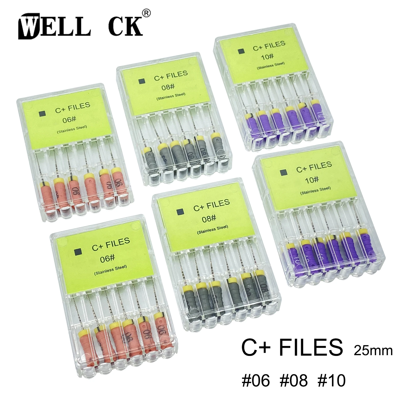 6PCS Dental Endo C+ files Endodontic C-pilot files stainless steel ultrasonic optional sizes Used for Root cleaning