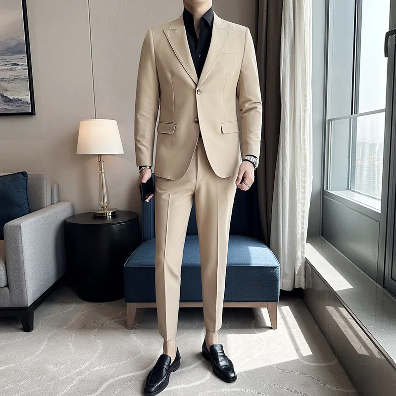 A281White suit men's suit slim fit host casual small suit jacket groom's wedding dress