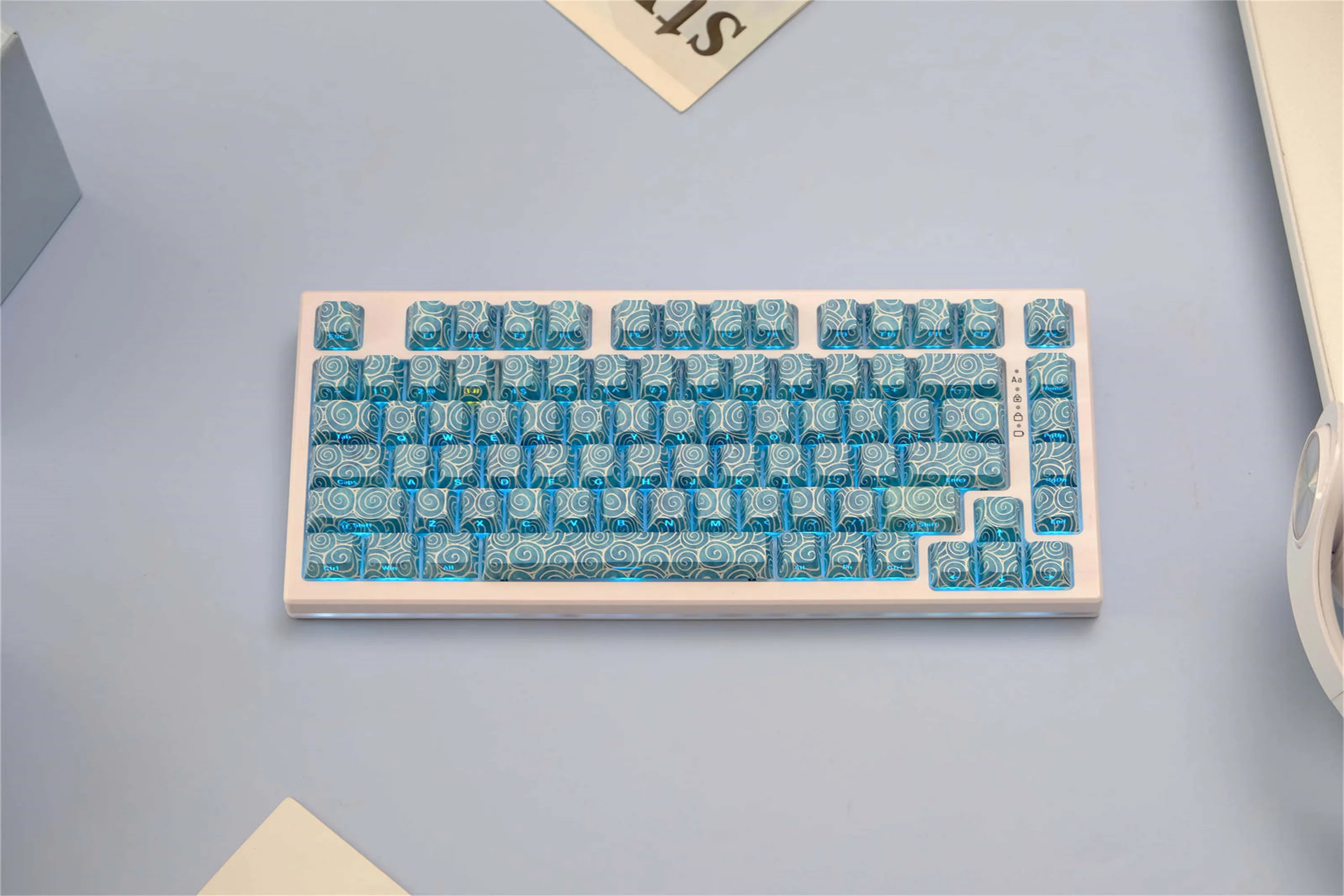 Blue Vortex Side Backlight Keycaps 136 Keys PBT Cherry Profile DYE-SUB For MX Switch Wooting Mechanical Keyboard ISO ANSI Layout