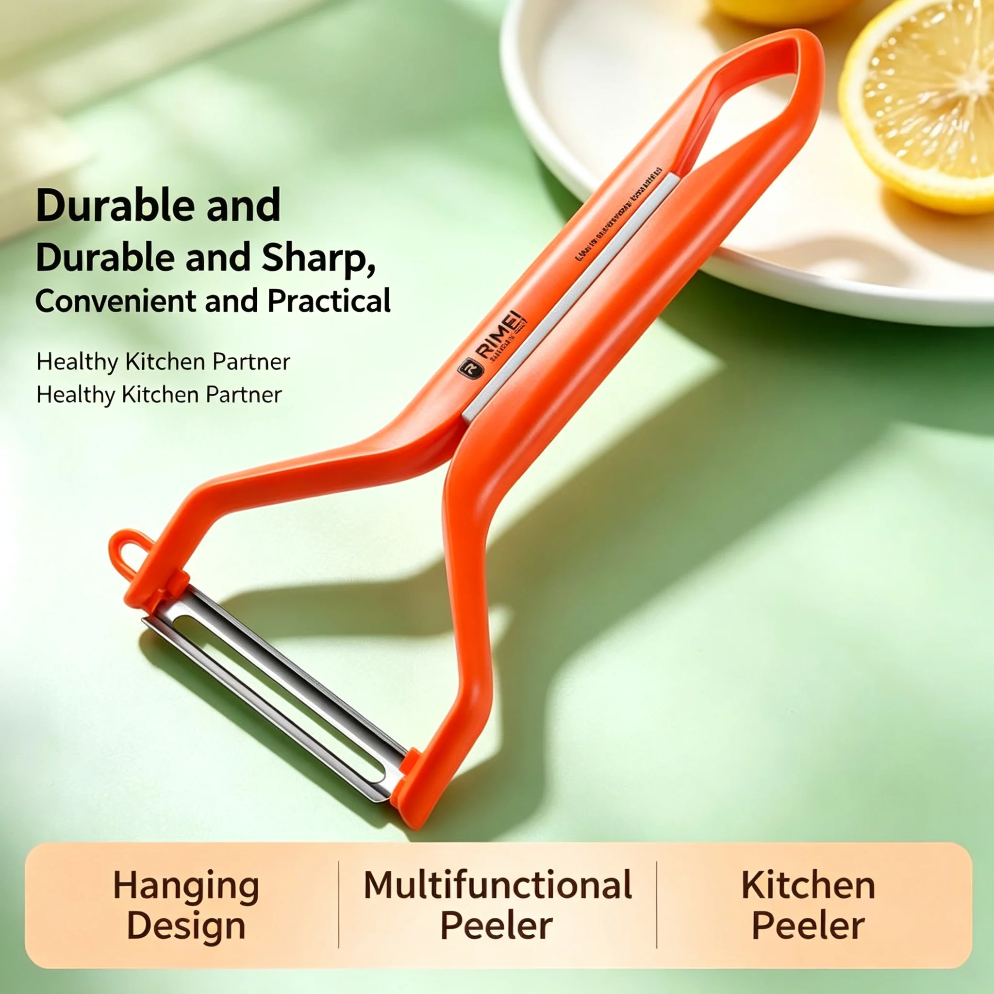 Stainless Steel Vegetable Fruit Peeler, Portable Plastic Handle Kitchen Peeler Tool with Hanging Hole for Home Cooking