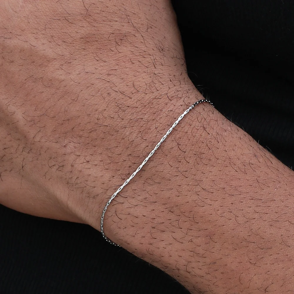 Simple Stainless Steel Square Hammer Chain Bracelet Gold Color Titanium Steel Men Bracelet Trendy Jewelry Accessories
