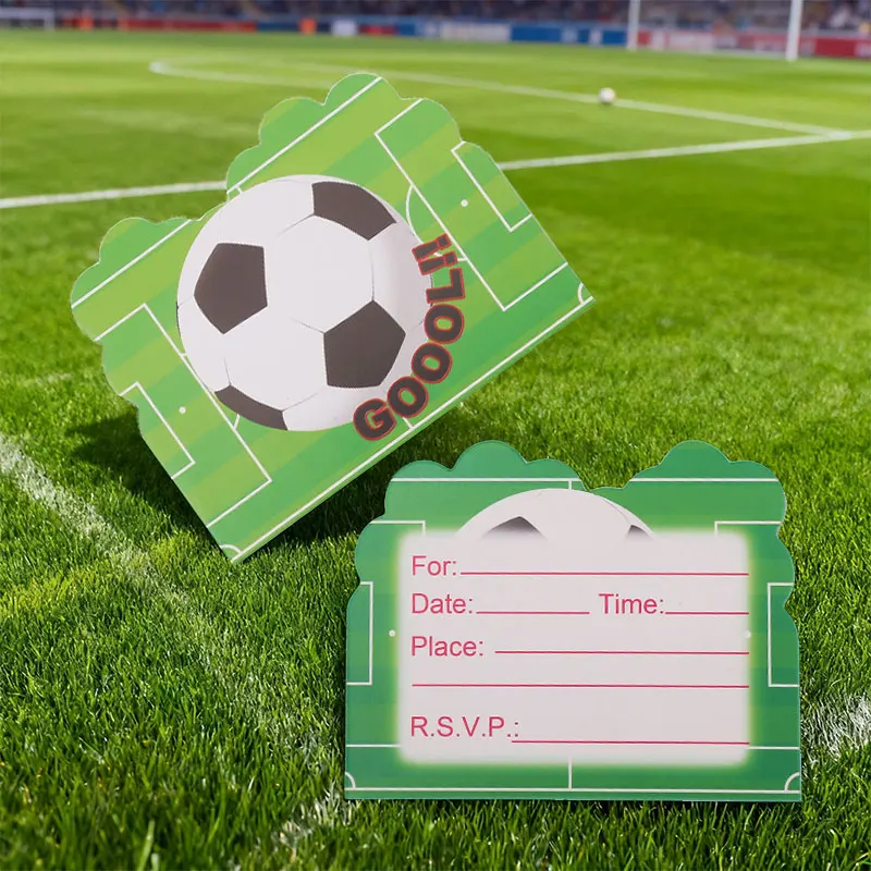 Tarjetas de invitación de fútbol, 10 Uds., tema de fútbol, tarjetas de invitación para fiesta de Baby Shower, decoración, recuerdos, suministros para eventos y fiestas de cumpleaños
