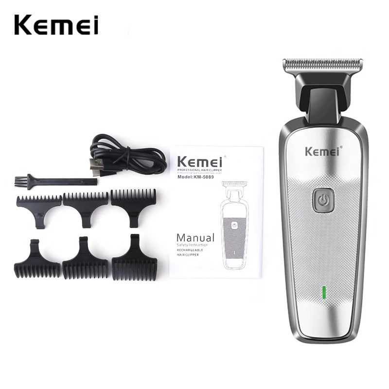 Kemei Men Cordless Barber Hair Trimmer Barber Professional Electric Hair Cutting Machine Beard Shaving Hair Clipper Styling Kit