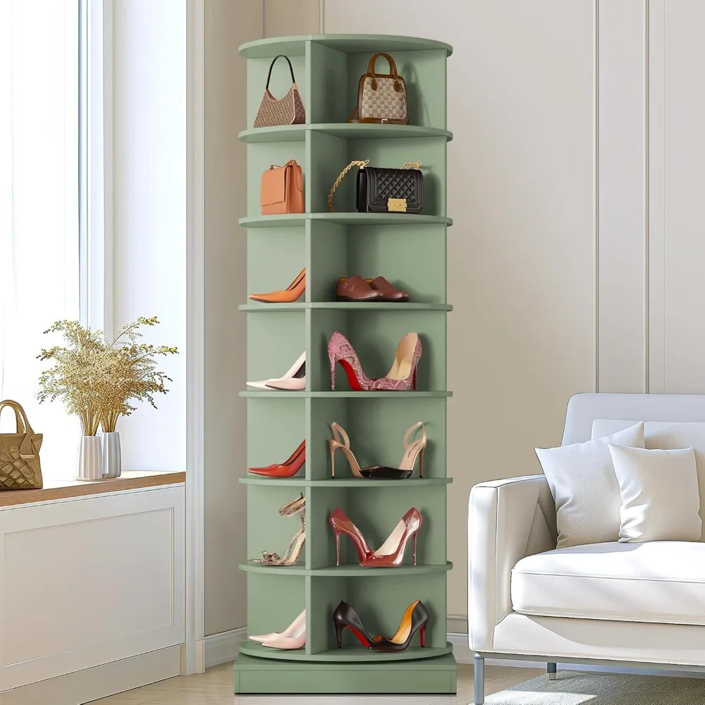 Shoe Rack Tower,7-Tire Rotating Shoe Rack Tower 360°,Spinning Shoe Rack Organizer Fits 28 Pairs of Shoes,Easy Assembly