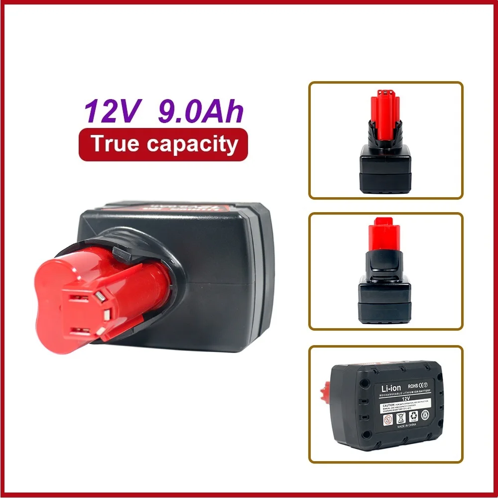 لبطارية ميلووكي M12 12 فولت 6000 مللي أمبير 9000 مللي أمبير 18650 استبدال قدرة عالية لـ 48-11-2410 48-11-2420 48-11-2411 XC PowerTools