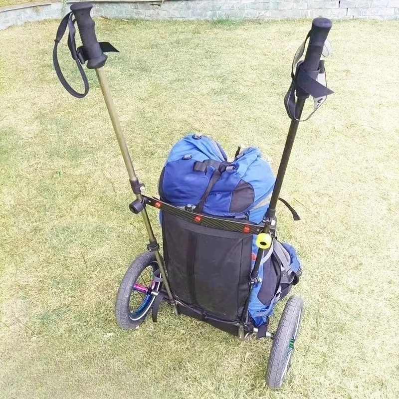 

Titanium Alloy Carbon Fiber Trekking Poles Trailer Camping Portable Outdoor Mountain Climbing Hiking Trailer Wheels Outdoor Tool