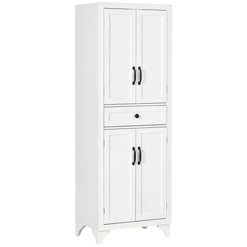 67-Inch Tall Freestanding Kitchen Pantry Cabinet, 4-Door Storage Unit with Drawer, Adjustable Shelves for Dining Room and