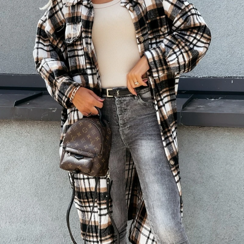 قميص نسائي منقوش على الموضة بلوزة أنيقة منقوشة 2025 بأكمام طويلة قمصان نسائية ربيعية غير رسمية ملابس خارجية فضفاضة بلوزات بناتي Camisa