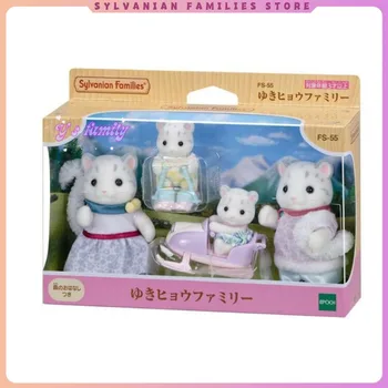 Sylvanian Families 애니메이션 스노우 레오파드 패밀리 피규어 한정판 장난감 어린이 놀이 집 귀여운 아기 인형 아이 선물
