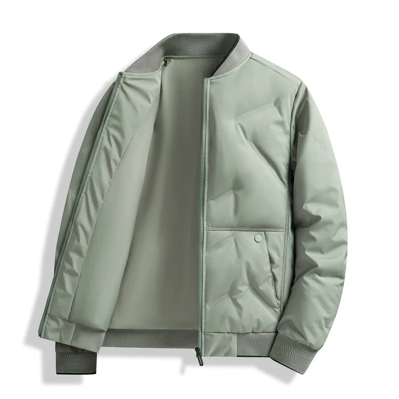 Down Jacket Men Winter Business Casual Windproof Warm Cold Proof Padded Coat Solid Color Fashion Stand Collar Wadded Jacket