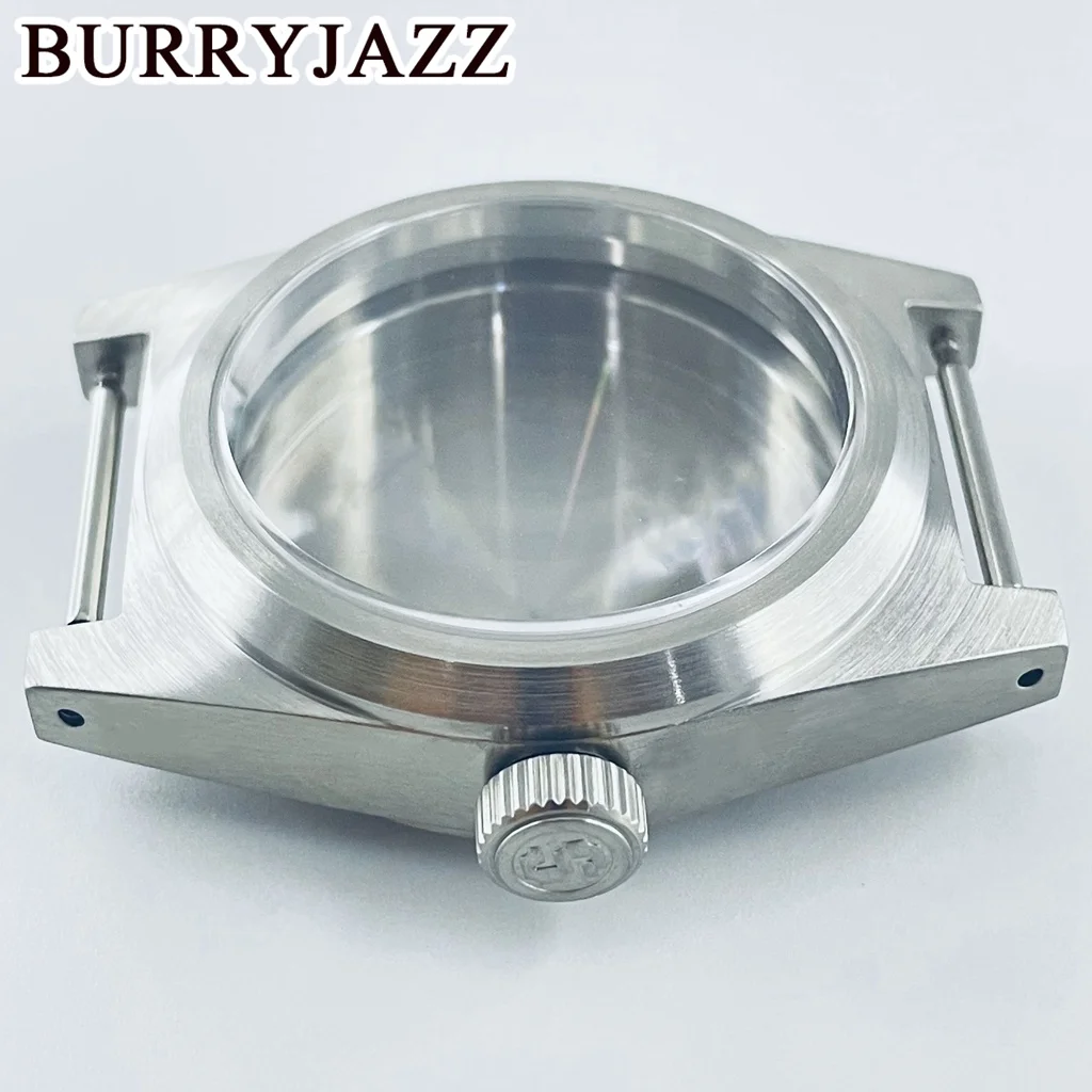 BURRYJAZZ 38mm NH35 NH36 NH34 NH38 NH70 NH72 Watch Case Silver Sapphire Glass Brushed Stainless Steel Case