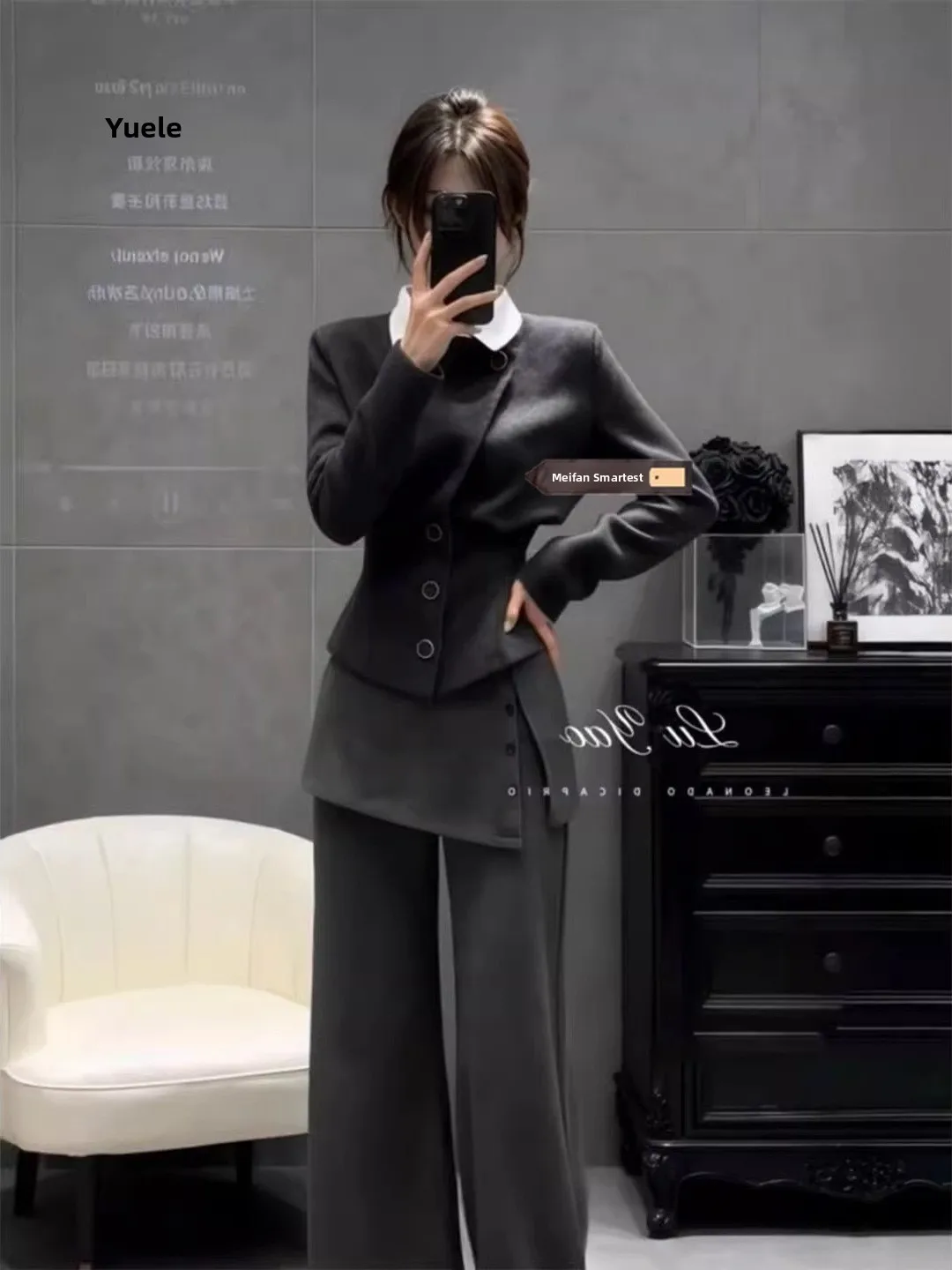 Winter Fashion Set with Short Woolen Quilted Jacket And Wide Leg Pants in Small Fragrance Style Elegant Two-Piece Outfit