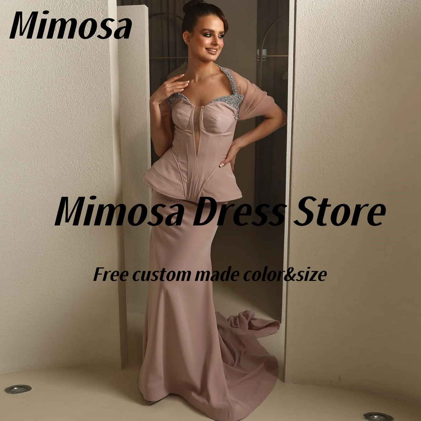 

Mimosa Sweetheart Prom Dresses Beading Shawls 2025 Two Pieces Evening Dress Lace Up Back Corsets Vestidos De Noches Customized