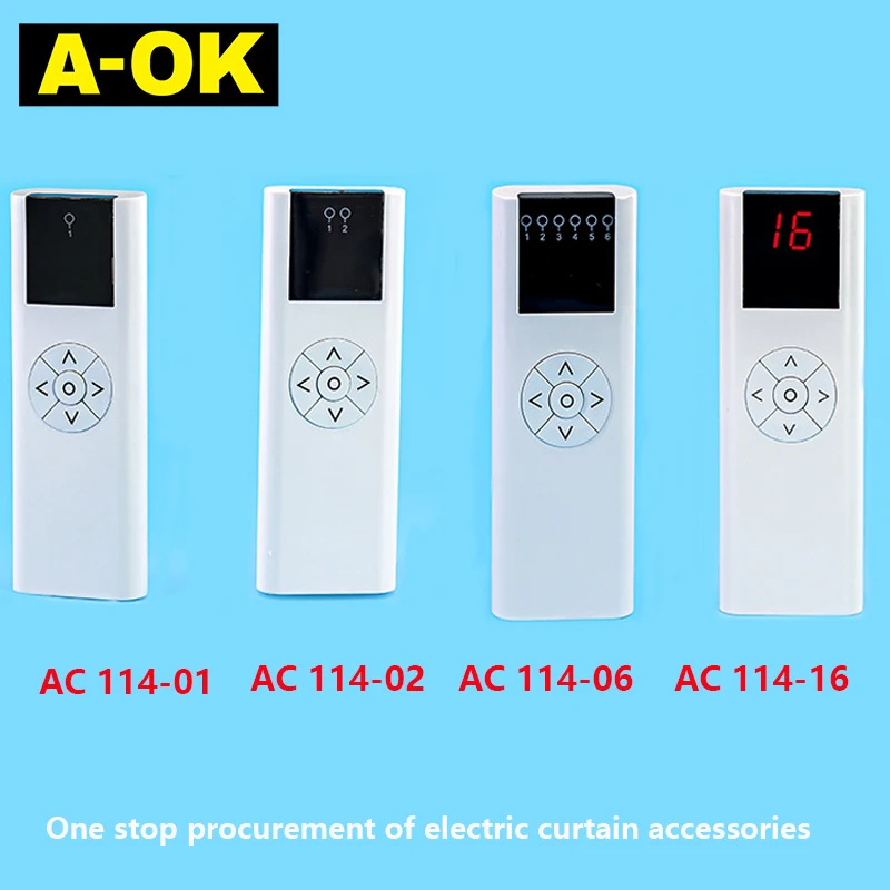 Smart Home A-OK Electric Curtain Opening and Closing Curtain Rolling Curtain 433 Remote Control AC114-01-02-06-16