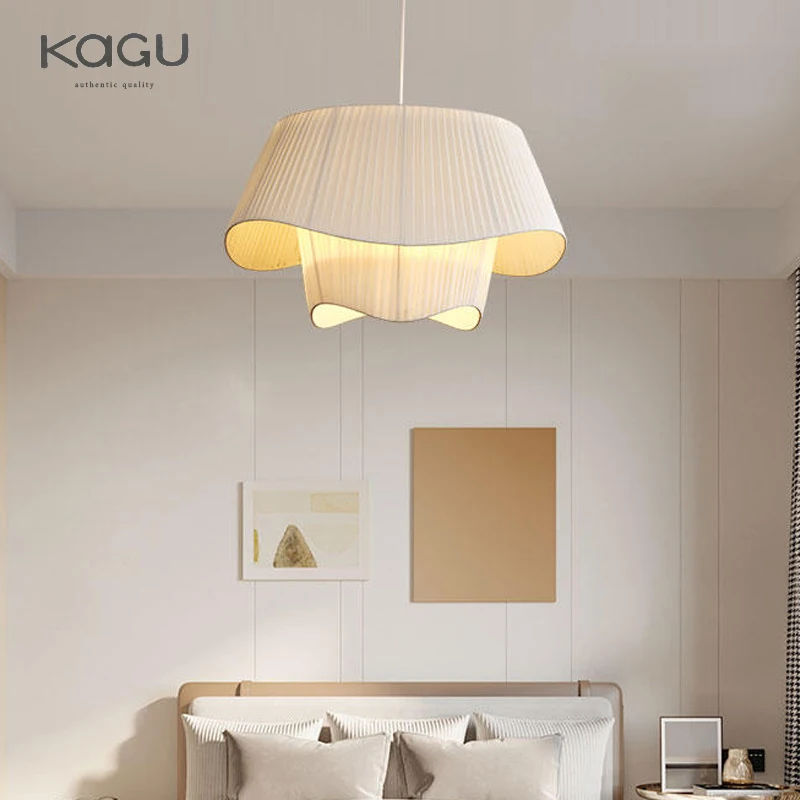 Imagem -02 - Kagu Retro Quarto Lustre Romântico Ins Estilo Creme Tecido Lustre Nórdico Sala de Jantar Luz Sótão Luz