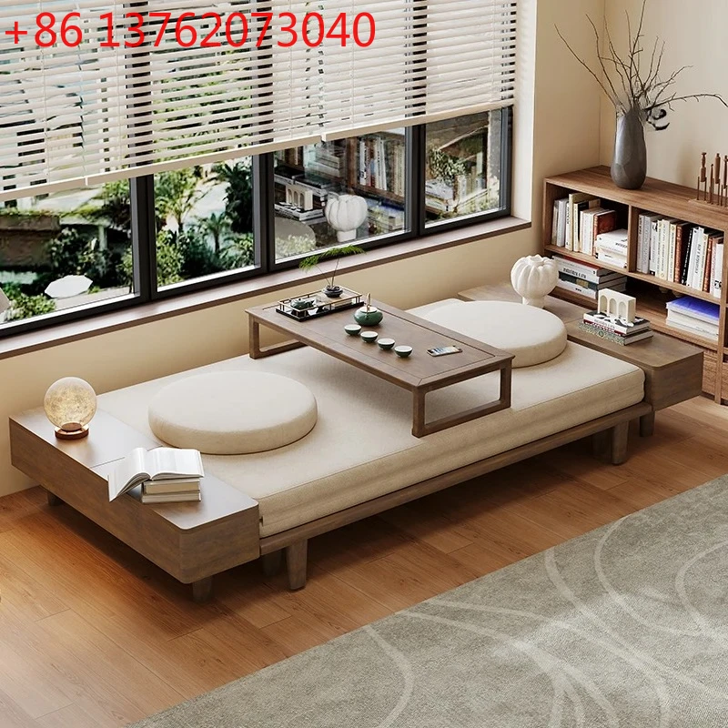 

Solid wood sofa bed folding and shrinking dual-purpose single double small apartment living room study multi-functional bed